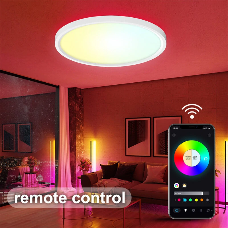 (image for) 30W Smart LED Ceiling Light Dimmable Ceiling Light Fixture 2700K~6500K, RGB Ambient Light Work with Alexa Google Home for Bedroom Living Room